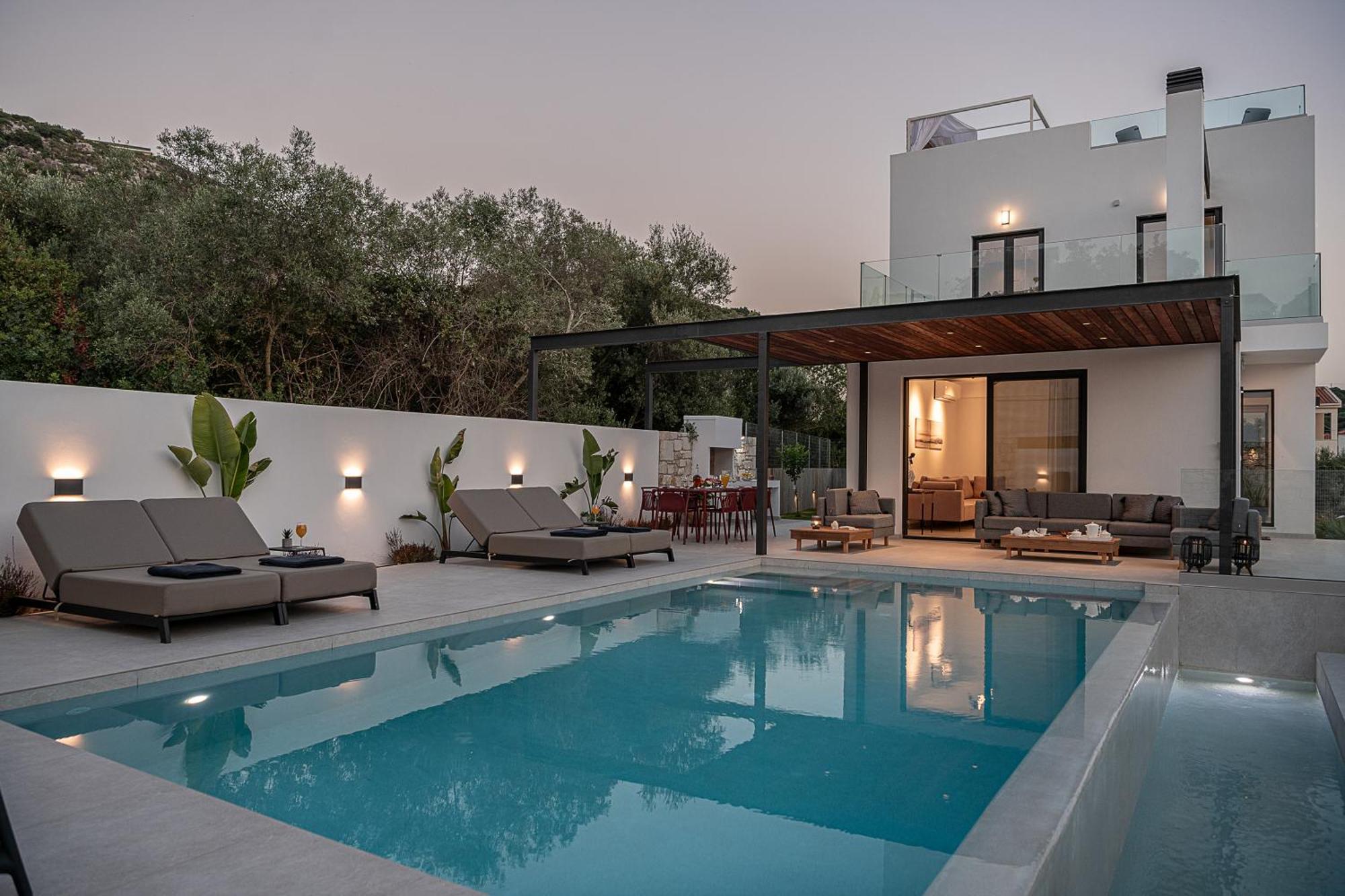 Avrilia Seaside Villa Heated Pool Almirida المظهر الخارجي الصورة